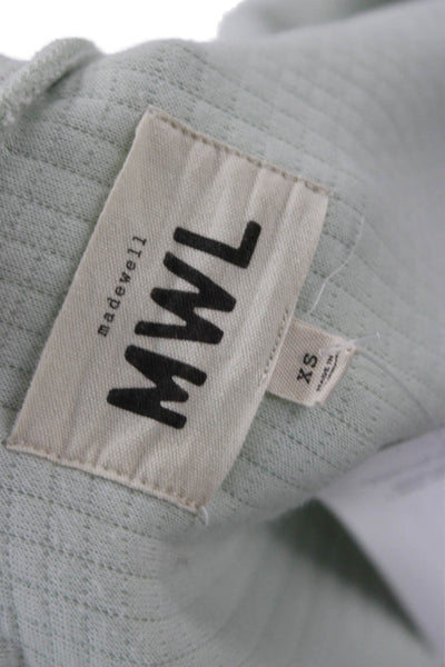 Madewell Women Quilted Bomber Jacket Army Green Drawstring High Neck Size XS