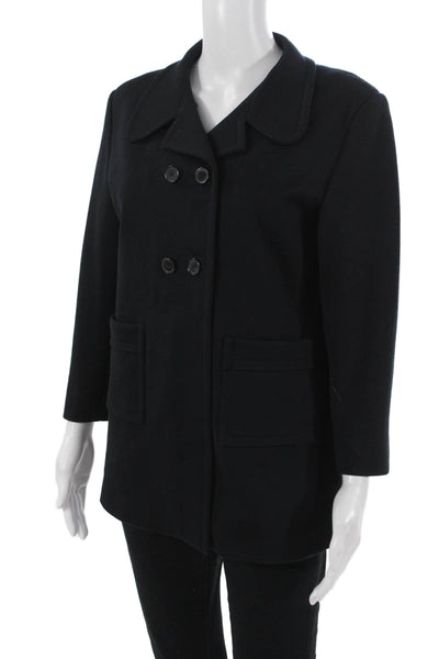 Maison Margiela Womens Black Pea Coat Long Sleeve Collared Size 46