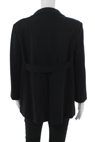 Maison Margiela Womens Black Pea Coat Long Sleeve Collared Size 46