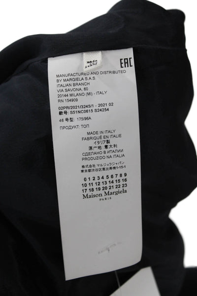 Maison Margiela Womens Black Pea Coat Long Sleeve Collared Size 46