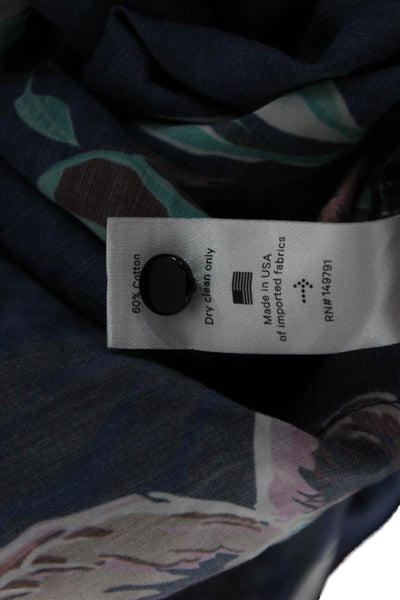 Warm Womens Maxi Sundress Dark Blue Floral Sleeveless Button Size 2