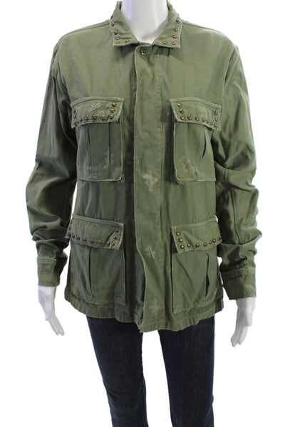 C of H Los Angeles Womens Military Jacket Green Floral Size S
