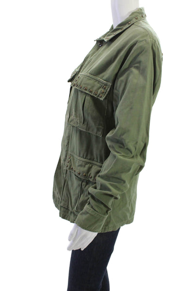 C of H Los Angeles Womens Military Jacket Green Floral Size S