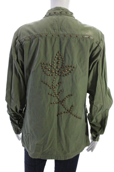 C of H Los Angeles Womens Military Jacket Green Floral Size S