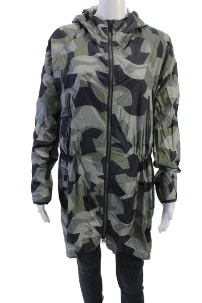 Theory 38 Womens Anorak Jacket Black Camo Nylon Zip Size PP
