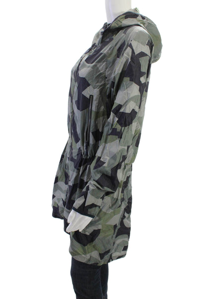 Theory 38 Womens Anorak Jacket Black Camo Nylon Zip Size PP