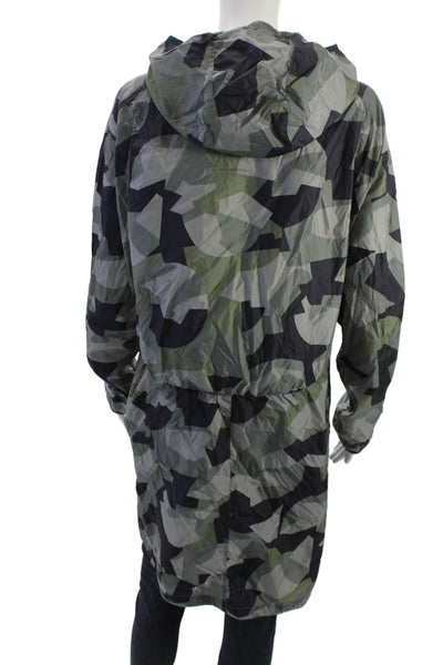 Theory 38 Womens Anorak Jacket Black Camo Nylon Zip Size PP