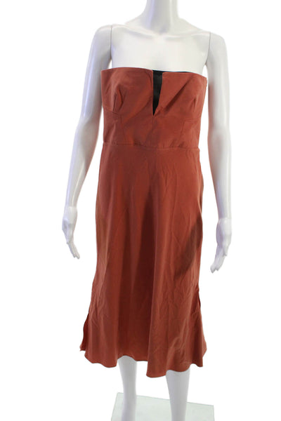 Topshop Women Sheath Dress Brown Sleeveless Zip Short Polyester Size 8