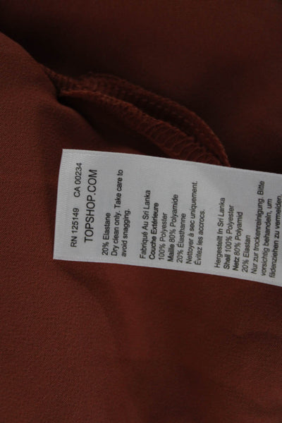 Topshop Women Sheath Dress Brown Sleeveless Zip Short Polyester Size 8