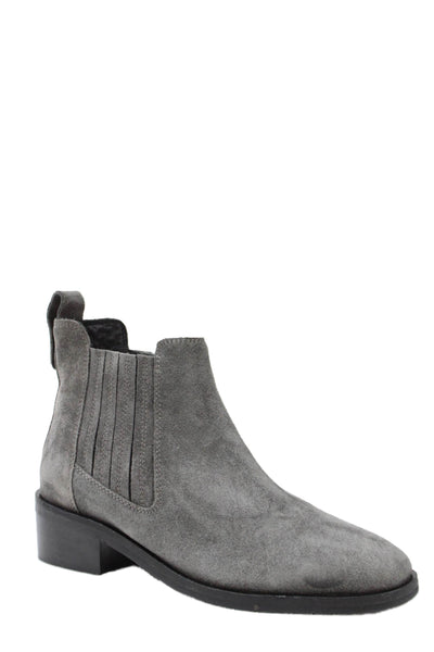 Aquatalia Womens Suede Pleated Detail Ankle Boots Gray Size 5