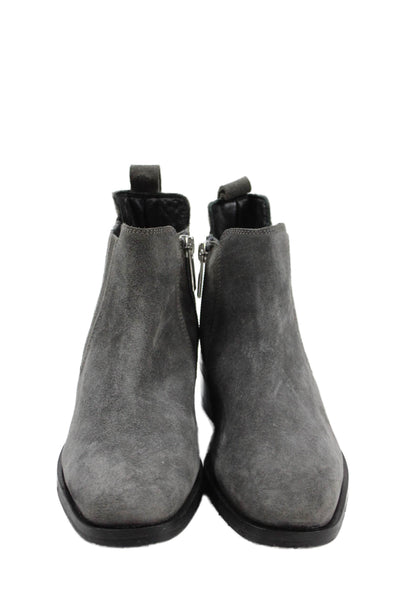 Aquatalia Womens Suede Pleated Detail Ankle Boots Gray Size 5