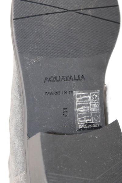 Aquatalia Womens Suede Pleated Detail Ankle Boots Gray Size 5