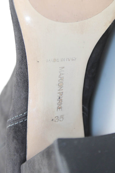 Marion Parke Womens Suede Heeled Mid Calf Boots Brown Size 5