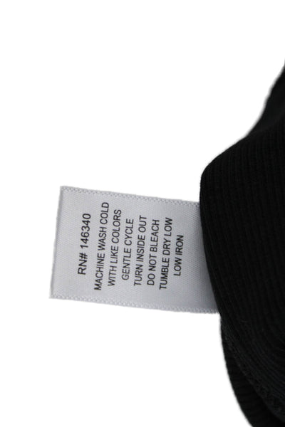 Amo Women Black Basic T-Shirt Long Sleeve Crew Neck Cotton Spandex Size S