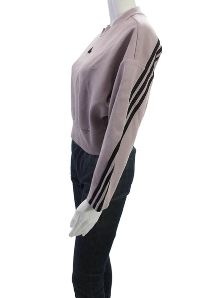 Adidas Women Purple Striped Crewneck Pullover Sweatshirt Size S