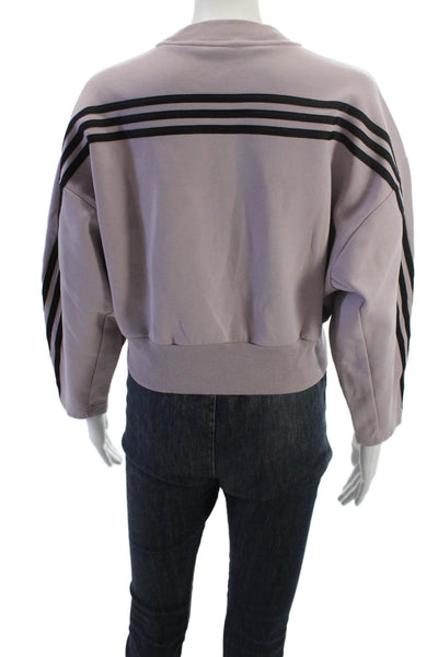Adidas Women Purple Striped Crewneck Pullover Sweatshirt Size S
