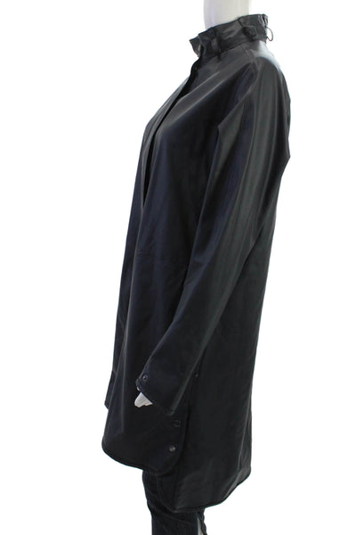 Ilse Jacobsen Unisex Raincoat Black Polyester Button High Neck Size 36