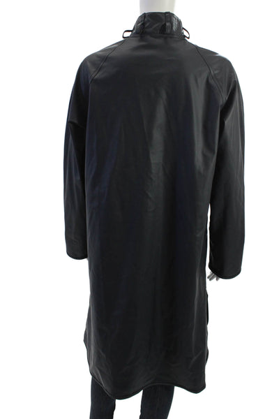 Ilse Jacobsen Unisex Raincoat Black Polyester Button High Neck Size 36