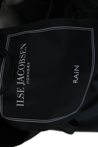 Ilse Jacobsen Unisex Raincoat Black Polyester Button High Neck Size 36