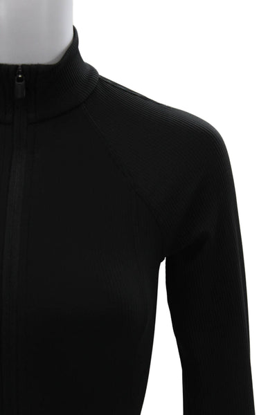 Athleta Womens Windbreaker Black Nylon Blend High Neck Zip Size 2XS