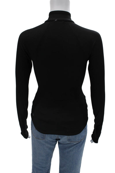 Athleta Womens Windbreaker Black Nylon Blend High Neck Zip Size 2XS