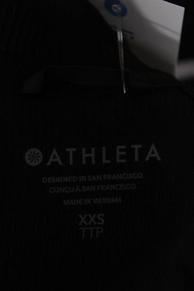 Athleta Womens Windbreaker Black Nylon Blend High Neck Zip Size 2XS