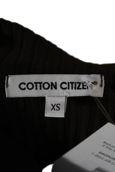 Cotton Citizen Women V-Neck Long Sleeve Brown Cotton Blend Top 90s Size XS