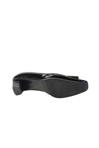 Roger Vivier Womens Patent Leather Square Toe Pump Heels Black Size 7