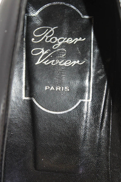 Roger Vivier Womens Patent Leather Square Toe Pump Heels Black Size 7