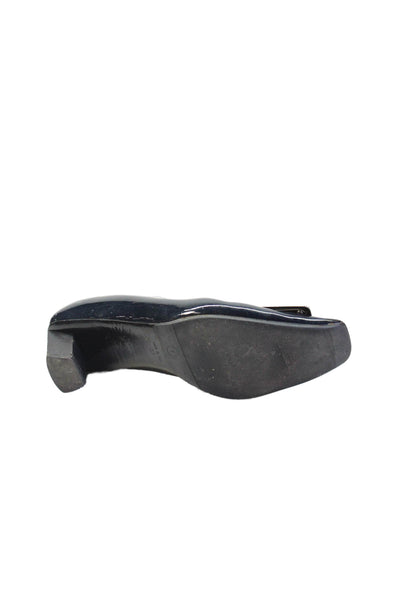 Roger Vivier Womens Patent Leather Buckled Detail Pump Heels Blue Size 7