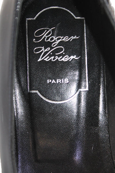 Roger Vivier Womens Patent Leather Buckled Detail Pump Heels Blue Size 7