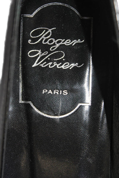 Roger Vivier Womens Patent Leather Buckled Detail Pump Heels Black Size 7