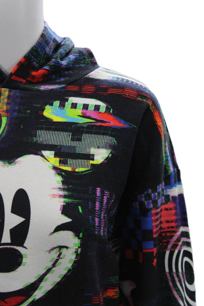 Desigual Unisex Pullover Hoodie Cartoon Graphic Black Cotton Blend Size XL