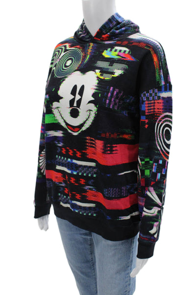 Desigual Unisex Pullover Hoodie Cartoon Graphic Black Cotton Blend Size XL