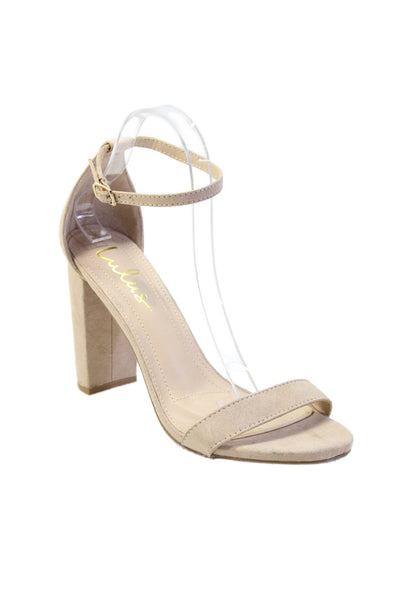 Lulus Womens Open Toe Ankle Strap Heels Beige Size 8.5