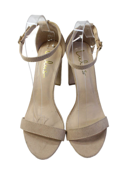 Lulus Womens Open Toe Ankle Strap Heels Beige Size 8.5