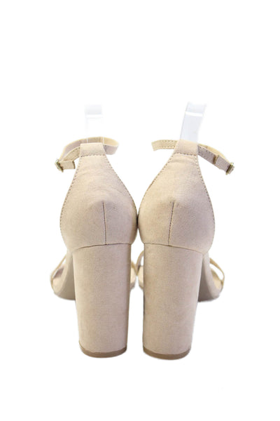 Lulus Womens Open Toe Ankle Strap Heels Beige Size 8.5