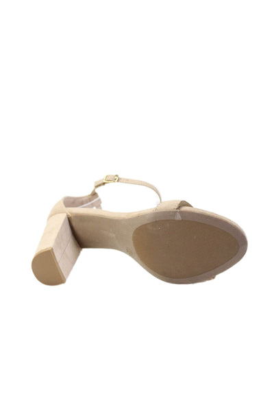 Lulus Womens Open Toe Ankle Strap Heels Beige Size 8.5