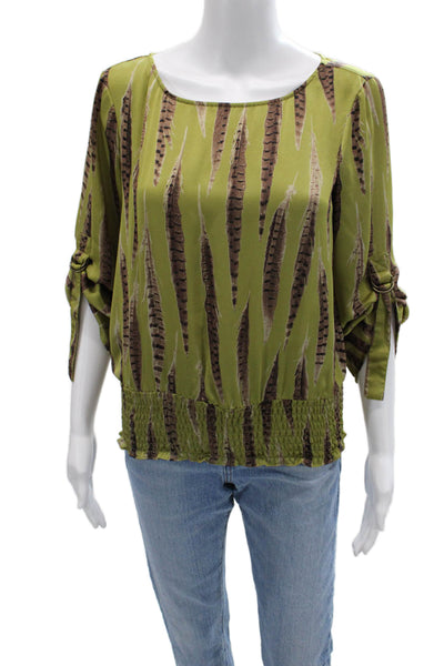 Michael Michael Kors Women Green 3/4 Sleeve Bird Blouse Size XS