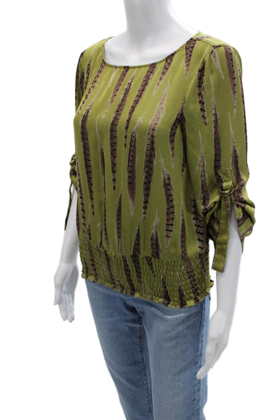 Michael Michael Kors Women Green 3/4 Sleeve Bird Blouse Size XS