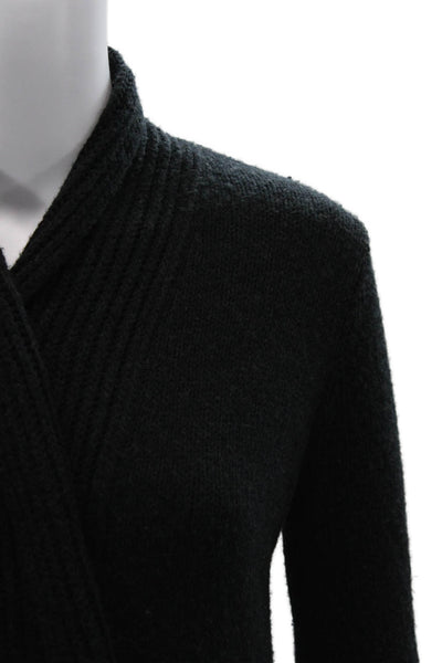 Calypso Unisex Cardigan Black Mockneck Wool Camel Hair Blend Long Sleeve Size XS