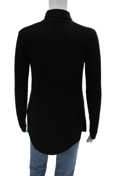 Calypso Unisex Cardigan Black Mockneck Wool Camel Hair Blend Long Sleeve Size XS