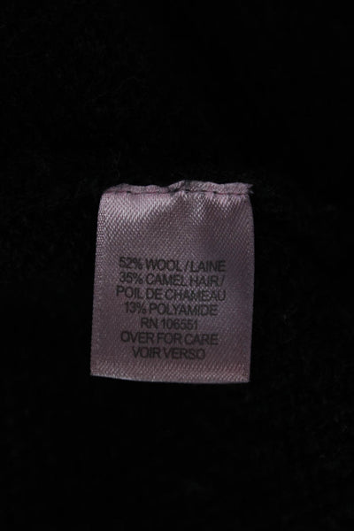Calypso Unisex Cardigan Black Mockneck Wool Camel Hair Blend Long Sleeve Size XS
