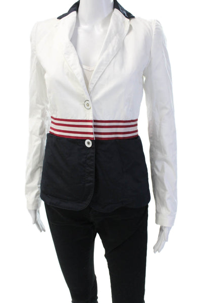 Les Copains Womens Blazer White Striped Cotton Size 38