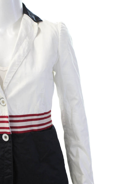 Les Copains Womens Blazer White Striped Cotton Size 38