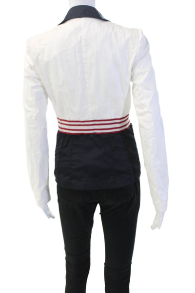 Les Copains Womens Blazer White Striped Cotton Size 38