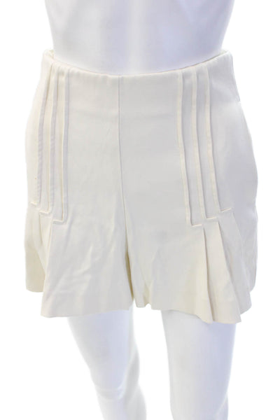 Reiss Unisex White Viscose Polyester Classic Zip Shorts Size 0
