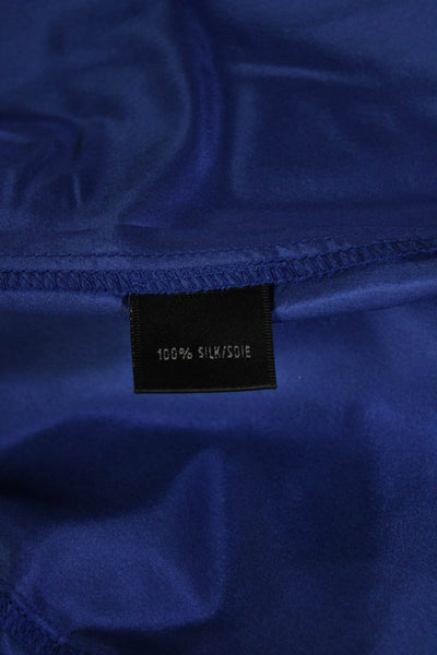 Lafayette 148 New York Women Silk Button-Up Blouse Blue 3/4 Sleeve Size 8