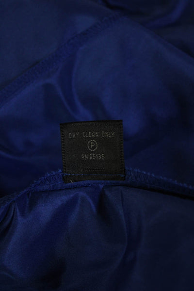 Lafayette 148 New York Women Silk Button-Up Blouse Blue 3/4 Sleeve Size 8