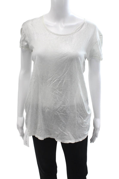 RtA Womens Basic Short Sleeve T-Shirt White Viscose Round Neck 90s Size S